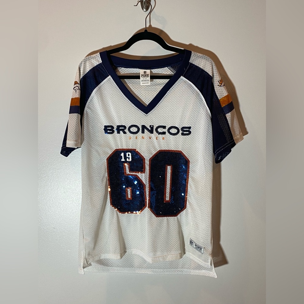 VS Pink x NFL Sparkly Broncos Jersey — Size Large